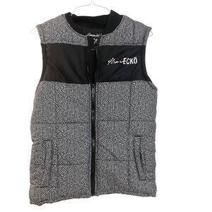 Marc Ecko Cut Sew Puffer Vest Herringbone Black White Size S/C